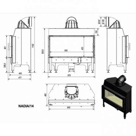 Каминная топка Kratki Nadia/14 в Лиде