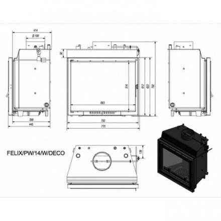 Каминная топка Kratki Felix/PW/14/W/DECO в Лиде