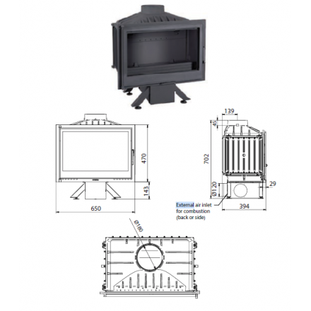 Каминная топка Ferguss FG17 с подводом воздуха извне в Лиде