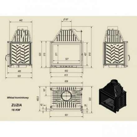 Каминная топка Kratki Zuzia/GLASS (двойное стекло) в Лиде