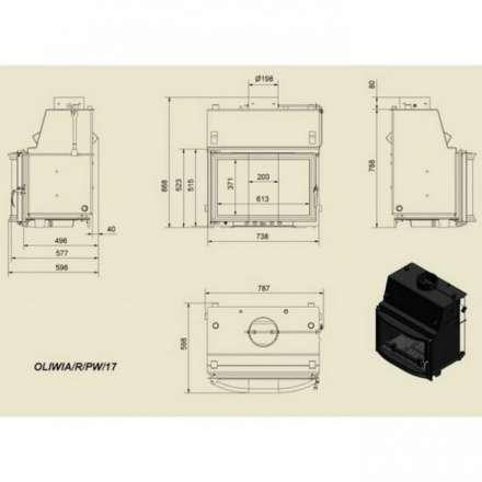 Каминная топка Kratki Oliwia/R/PW/17 в Лиде