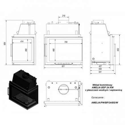 Каминная топка Kratki Amelia/PW/BP/24/BS/W в Лиде