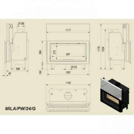 Каминная топка Kratki Mila/PW/24/G в Лиде