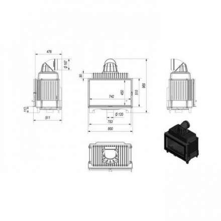 Каминная топка Kratki FRANEK/14 в Лиде
