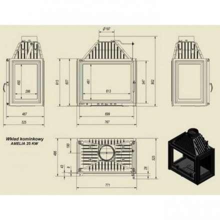 Каминная топка Kratki Amelia/LPT в Лиде