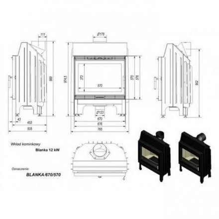 Каминная топка Kratki Blanka 670/570 в Лиде
