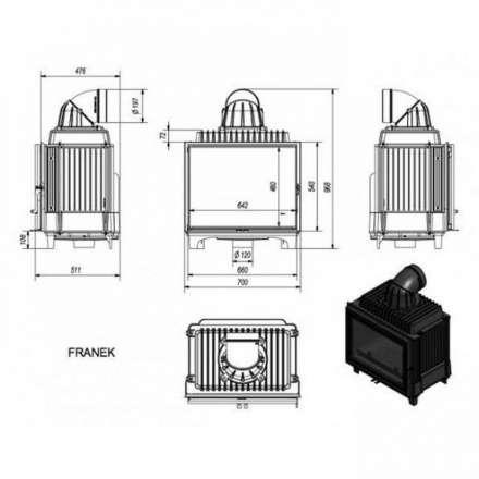 Каминная топка Kratki FRANEK/12 в Лиде