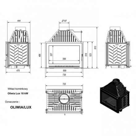 Каминная топка Kratki Oliwia/LUX в Лиде