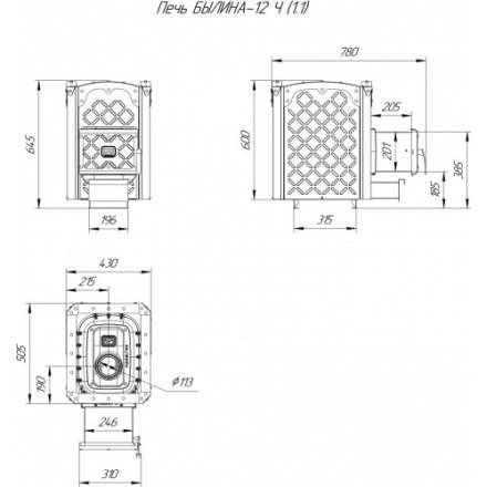 Печь для бани Теплодар Былина-12Ч (1.1) в Лиде
