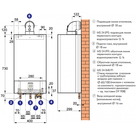 Газовый котел De Dietrich MS 24 FF в Лиде